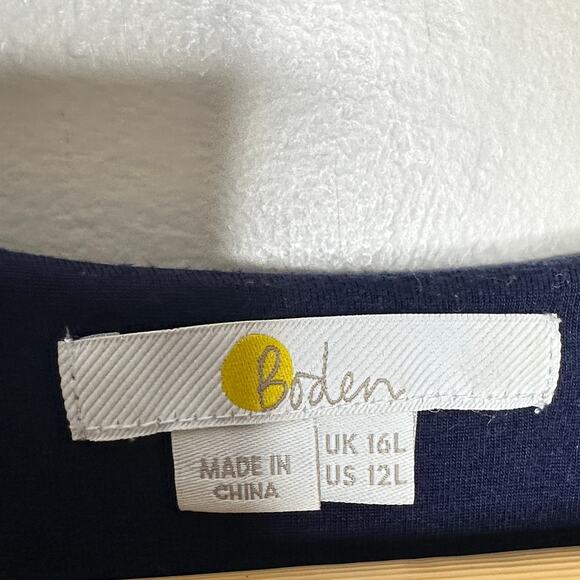 BODEN Coraline Jersey Midi Dress French Navy Blue Gold Dots Sz 12L $125 {3R42} - Picture 7 of 8
